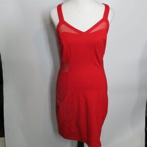 Express Women's Red Cocktail Style Dress w Mesh Panels Size 6